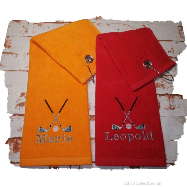Golfhandtuch orange und rot